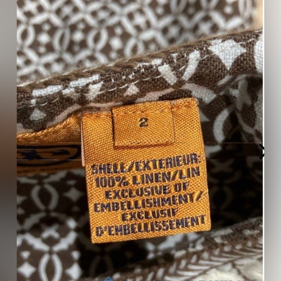 Tory Burch Brown and White Embellished Linen size 2 - Picture 6 of 6